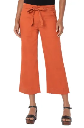 Liverpool Encased Self Tie Crop Wide Leg Pants