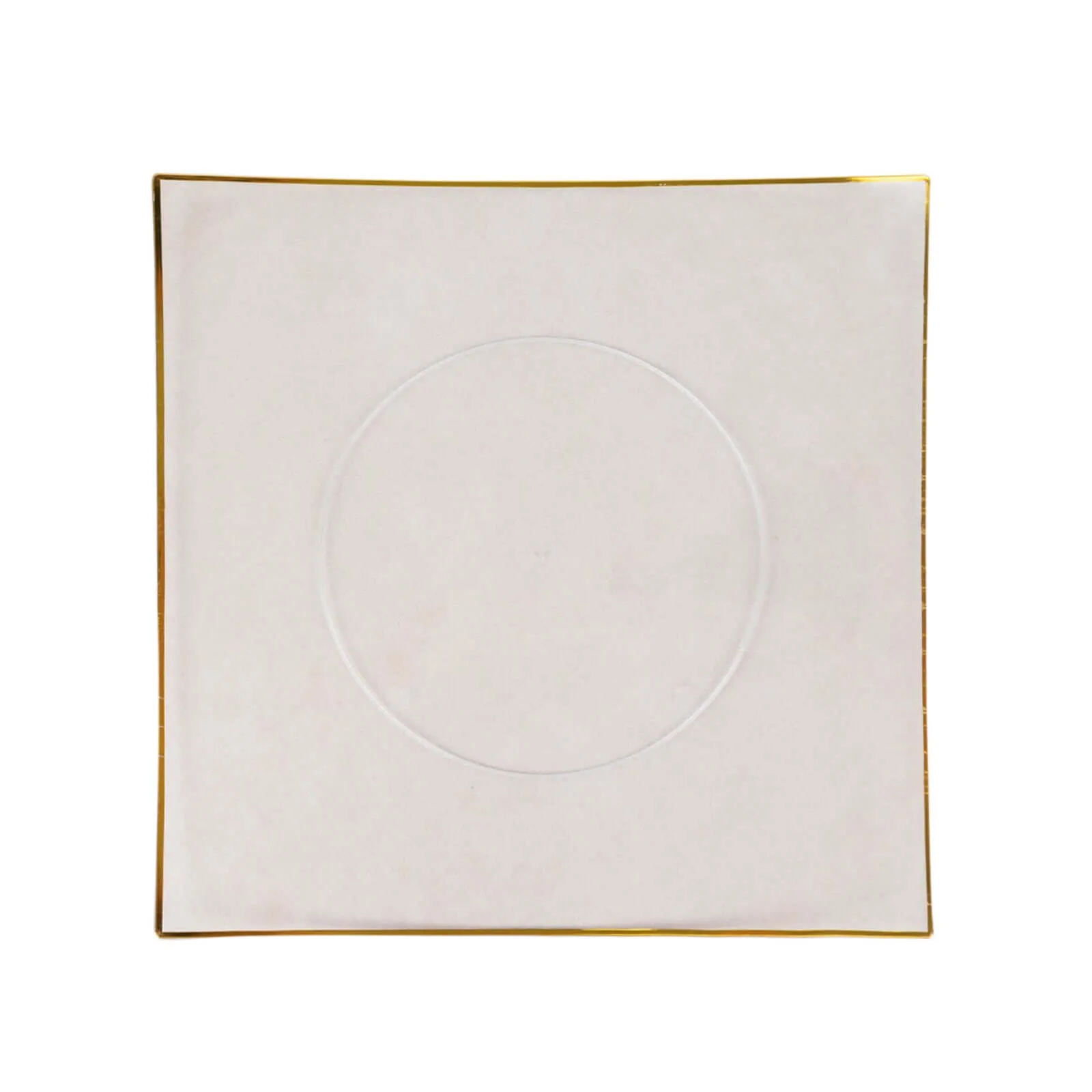 10 Pack 10" Clear Gold Concave Modern Square Plastic Dinner Plates, Disposable Party Plates