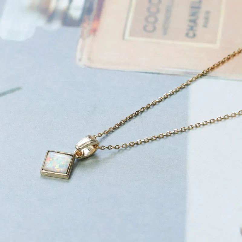 14K Gold Opal Necklace - Bridal Wedding Jewelry