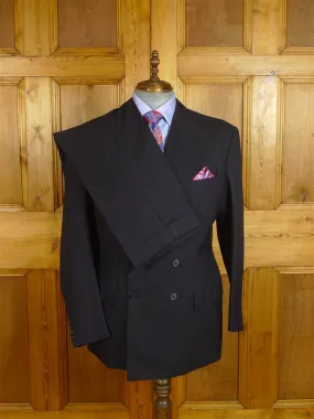 24/0859 vintage 1989 anderson & sheppard savile row bespoke navy blue herringbone d/b worsted suit 46 regular