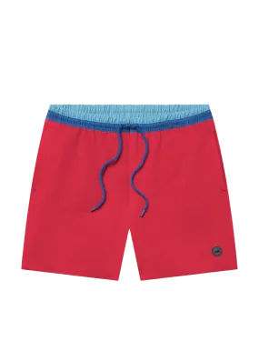 5.5" Pier Stretch Lined Swim Trunk Red