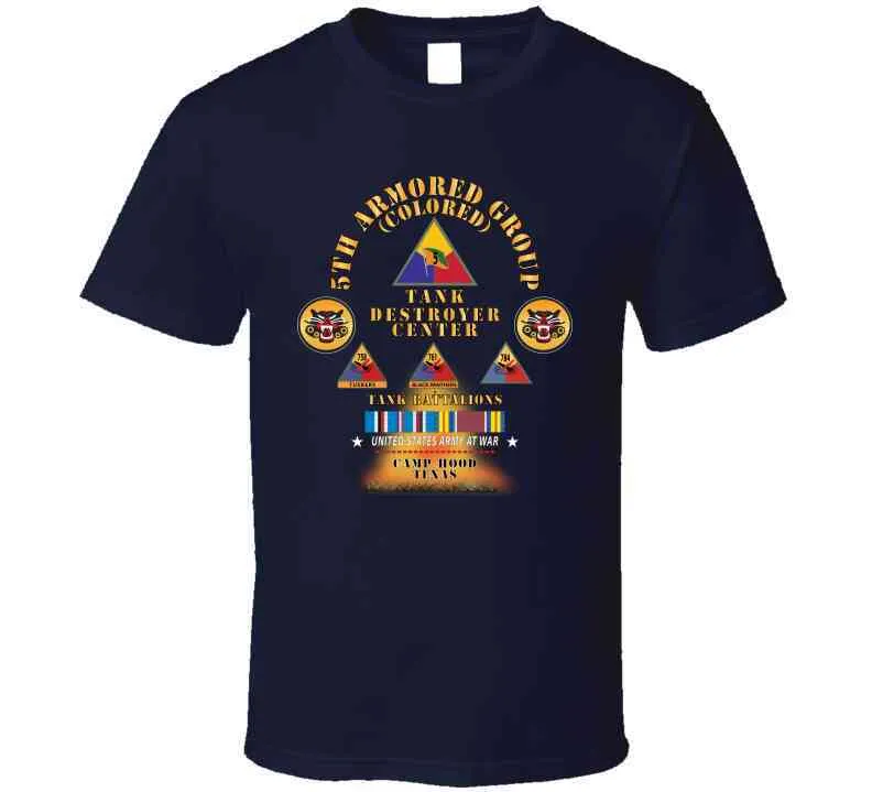 5th Armored Group -  Camp Hood, Tx W Fire - W 758, 761, 784th Tank Bn Ssi W Dui - Am Svc X 300 Classic T Shirt, Crewneck Sweatshirt, Hoodie, Long Sleeve