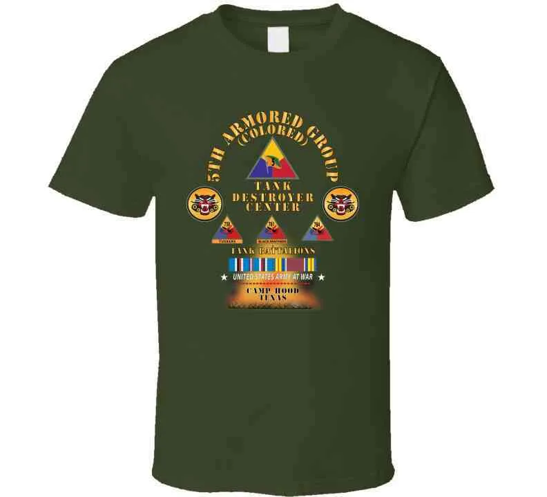 5th Armored Group -  Camp Hood, Tx W Fire - W 758, 761, 784th Tank Bn Ssi W Dui - Am Svc X 300 Classic T Shirt, Crewneck Sweatshirt, Hoodie, Long Sleeve