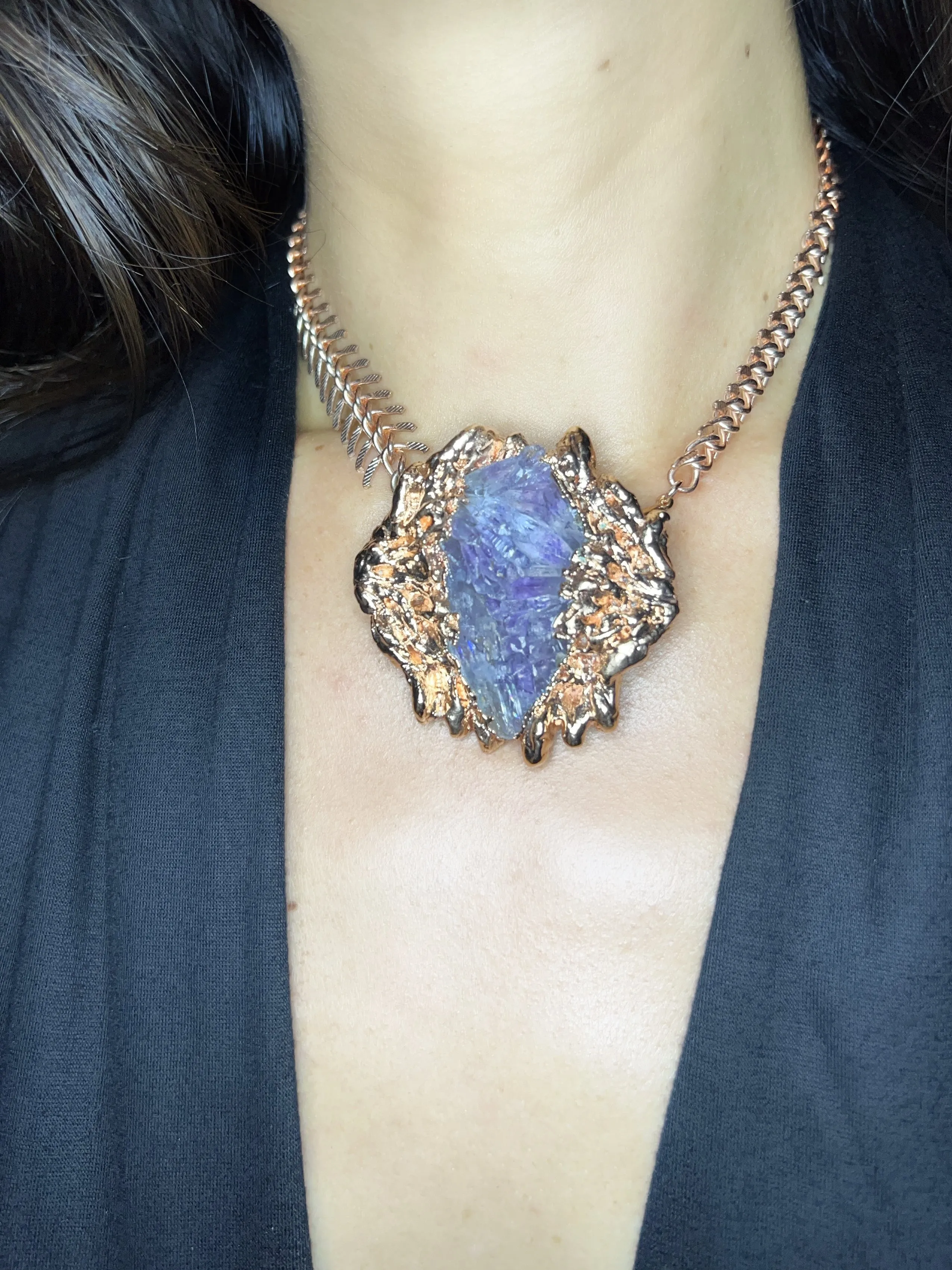 AMETHYST flower winged necklace