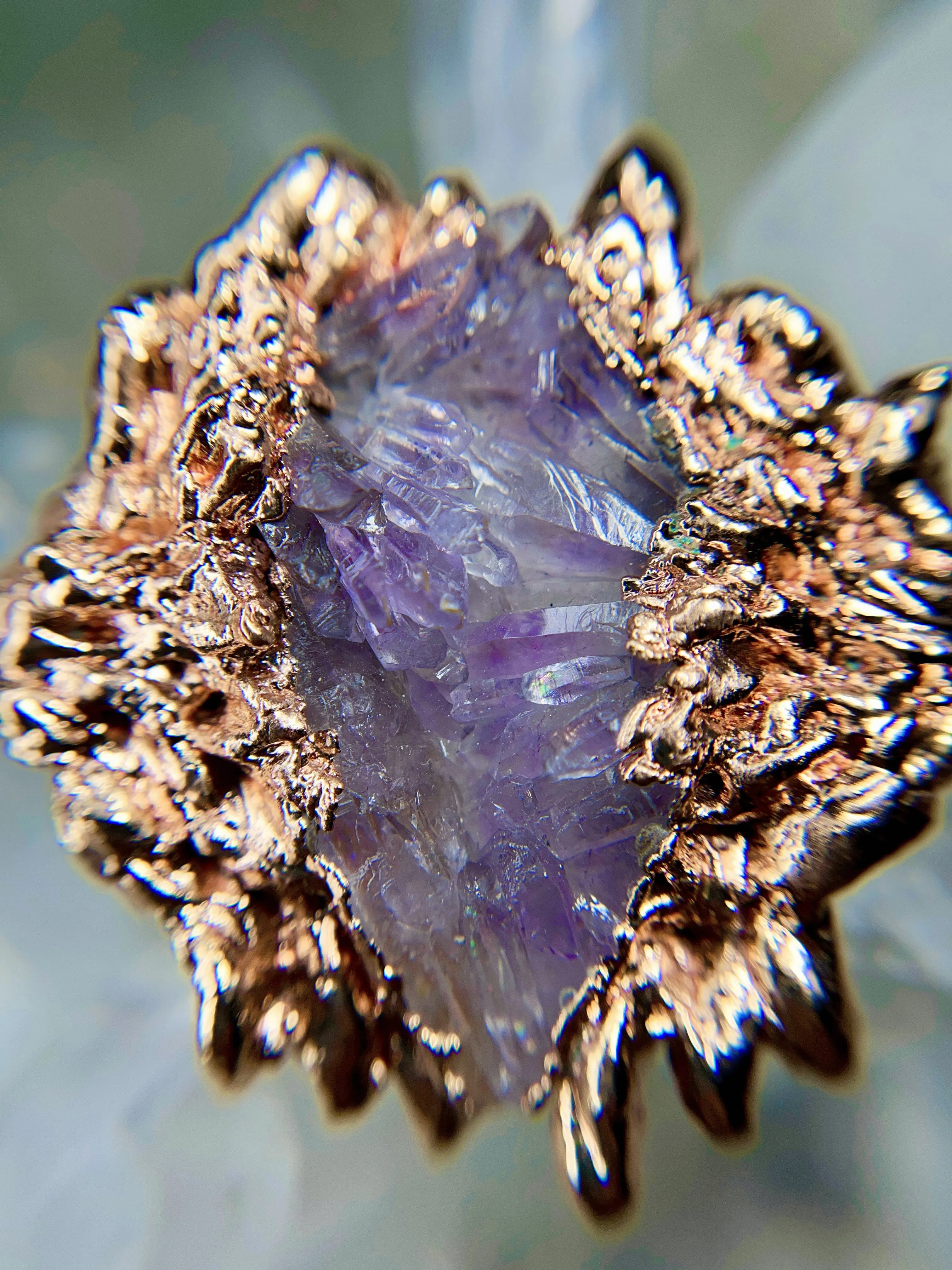 AMETHYST flower winged necklace