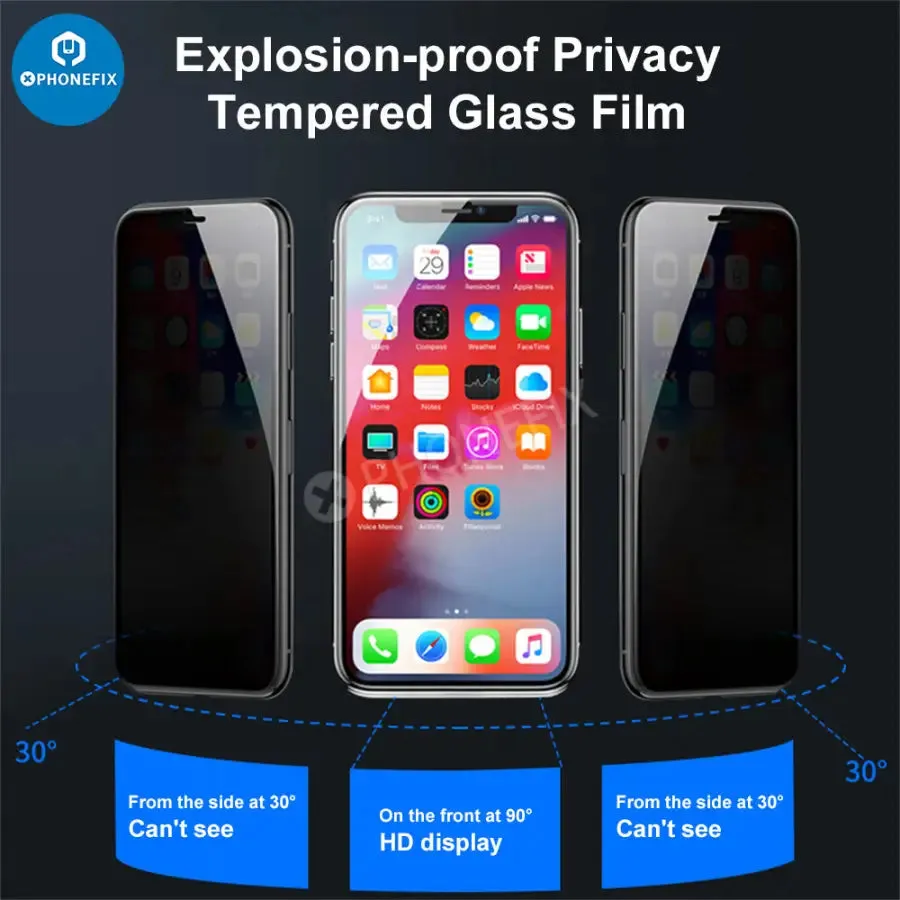 Anti Spy Tempered Glass Film for iPhone 12-15 Pro Max