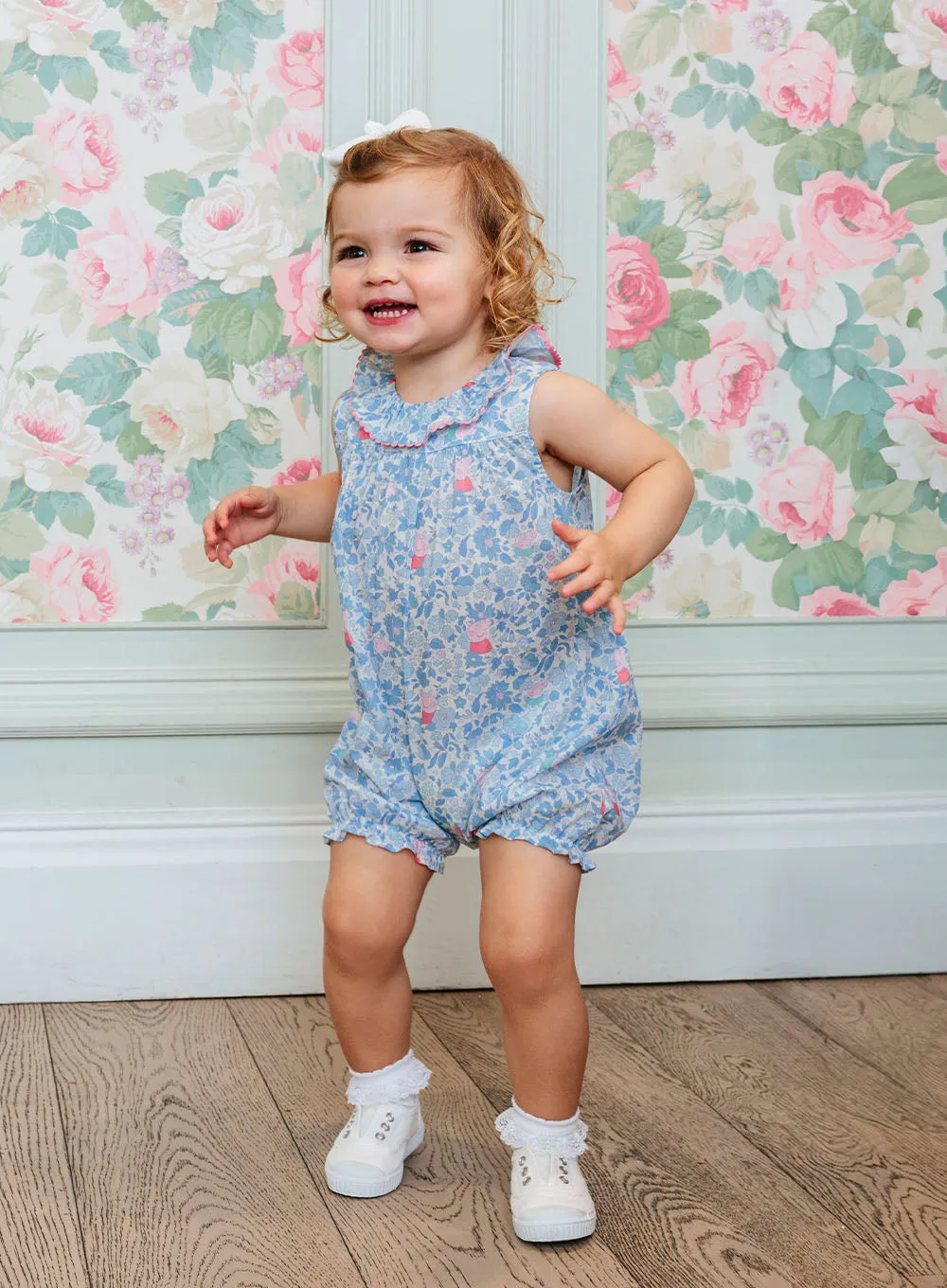 Baby Willow Romper in Blue Peppa Meadow