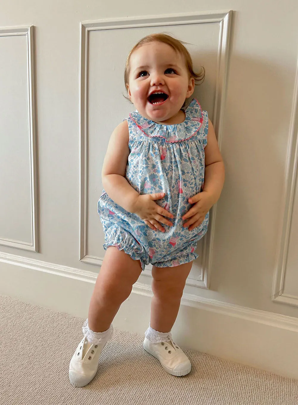 Baby Willow Romper in Blue Peppa Meadow