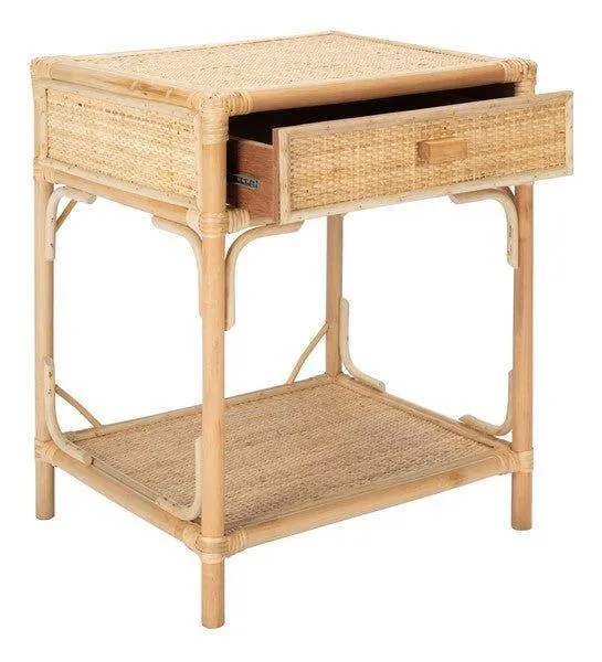 Bamboo & Rattan One Drawer Nightstand