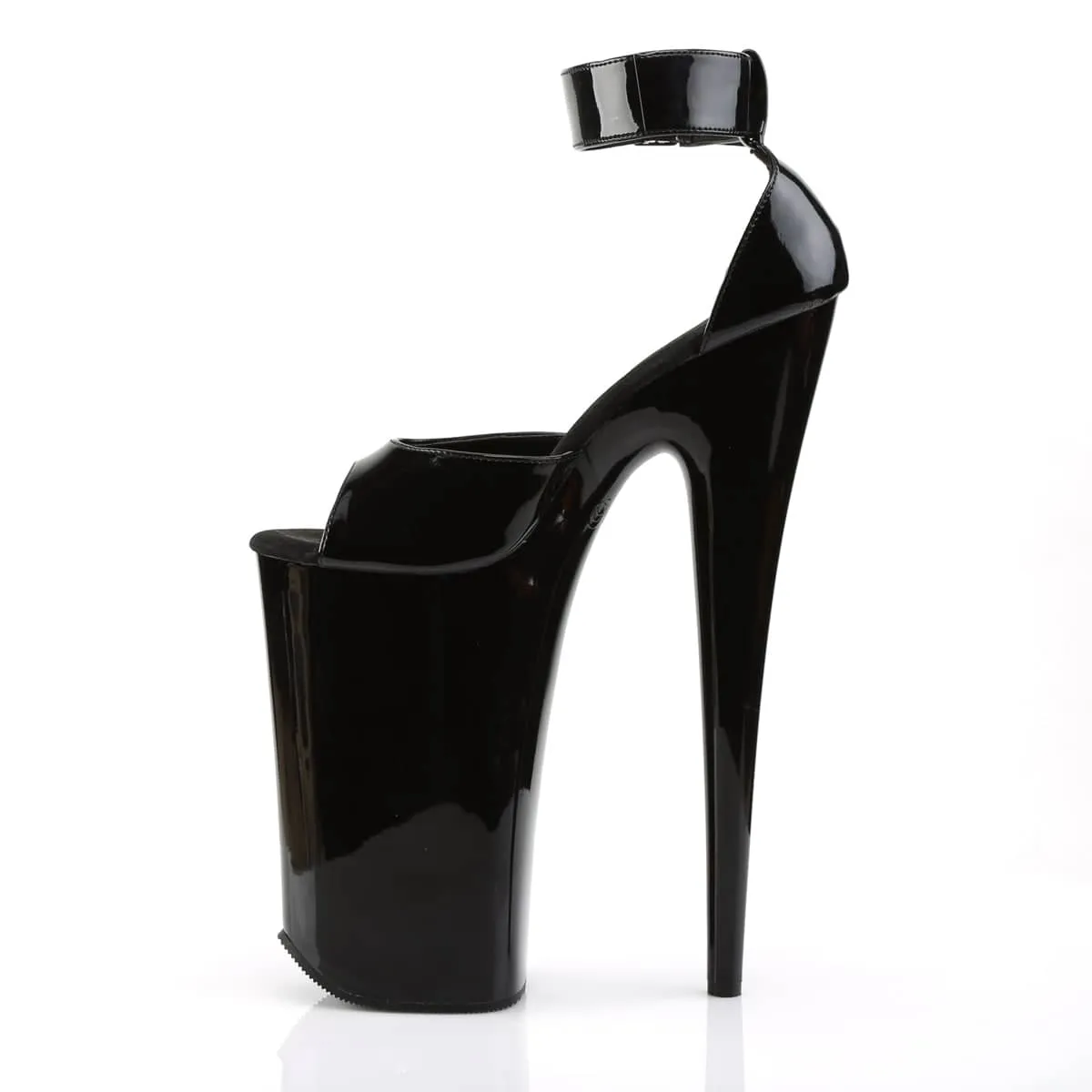 BEYOND-089 Black Ankle Peep Toe High Heel