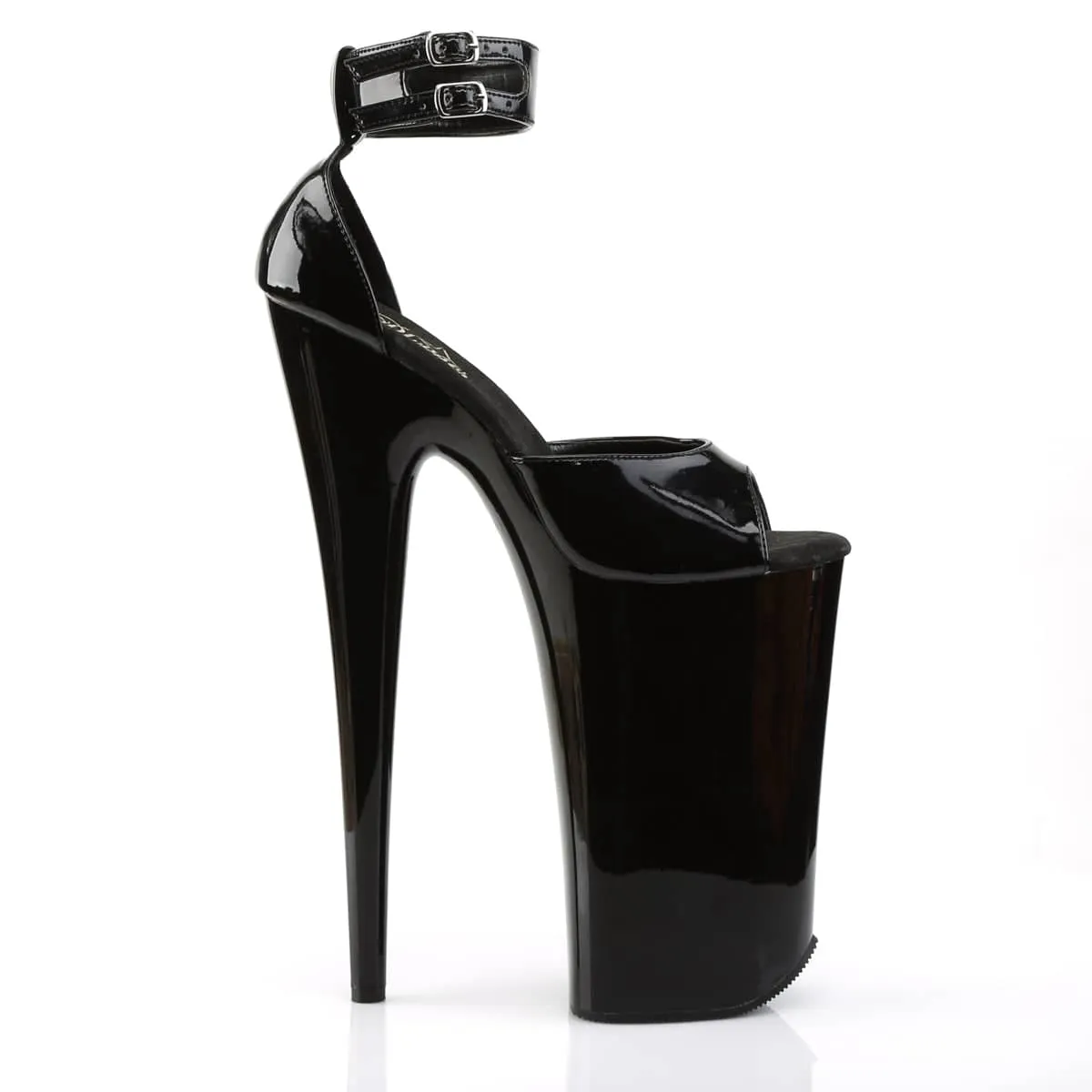 BEYOND-089 Black Ankle Peep Toe High Heel