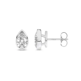 Bezel-Set Pear Studs