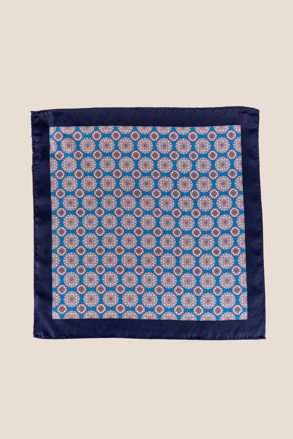 Blue Geometric Pattern Silk Handkerchief