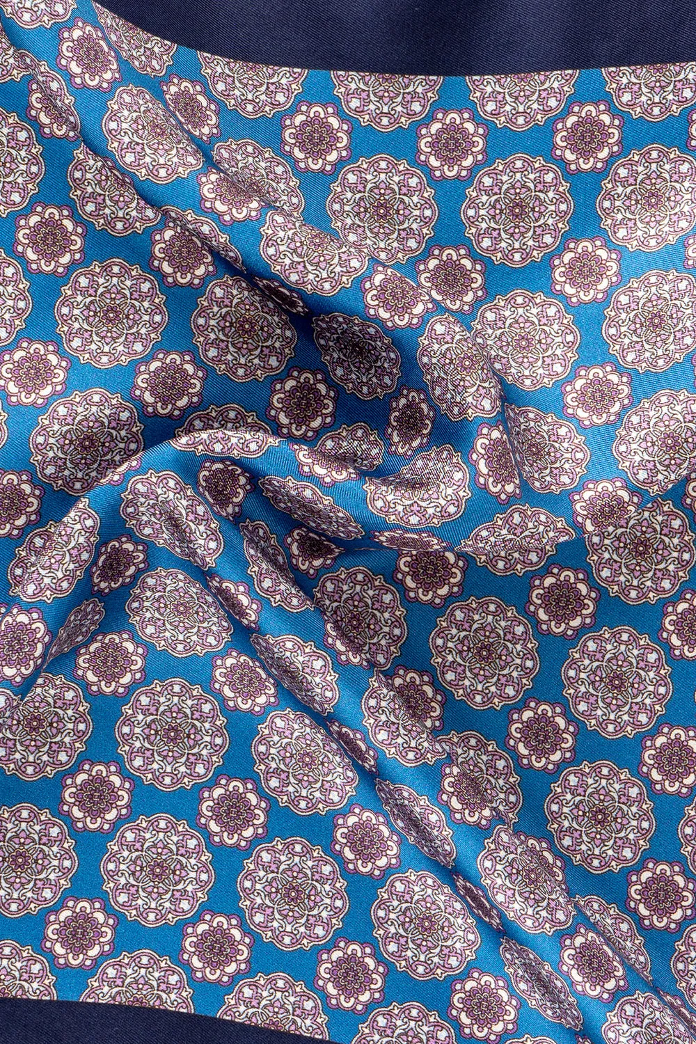 Blue Geometric Pattern Silk Handkerchief