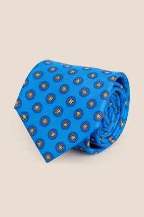 Blue Geometric Pattern Silk Tie