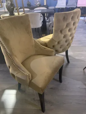 Champagne mink Luxurious Lucia Tufted Dining Chairs  set of   2  Half Price for collection unwrapped  . View and pay Instore only