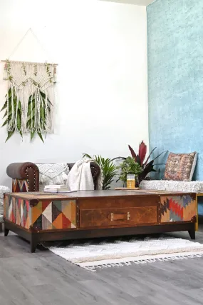 CHANDIGARH COFFEE TABLE - KILIM AND LEATHER