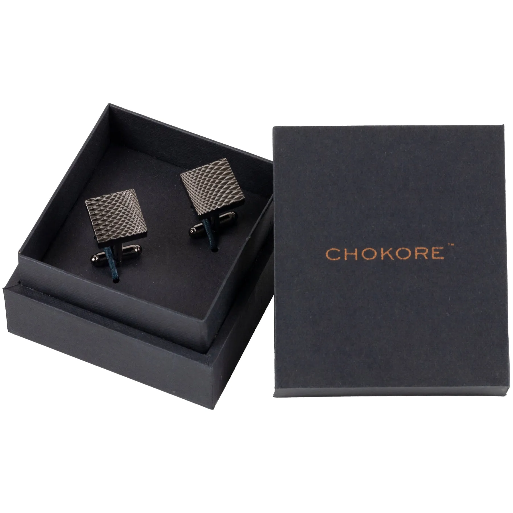 Chokore Grey Textured Square Shaped Cufflinks