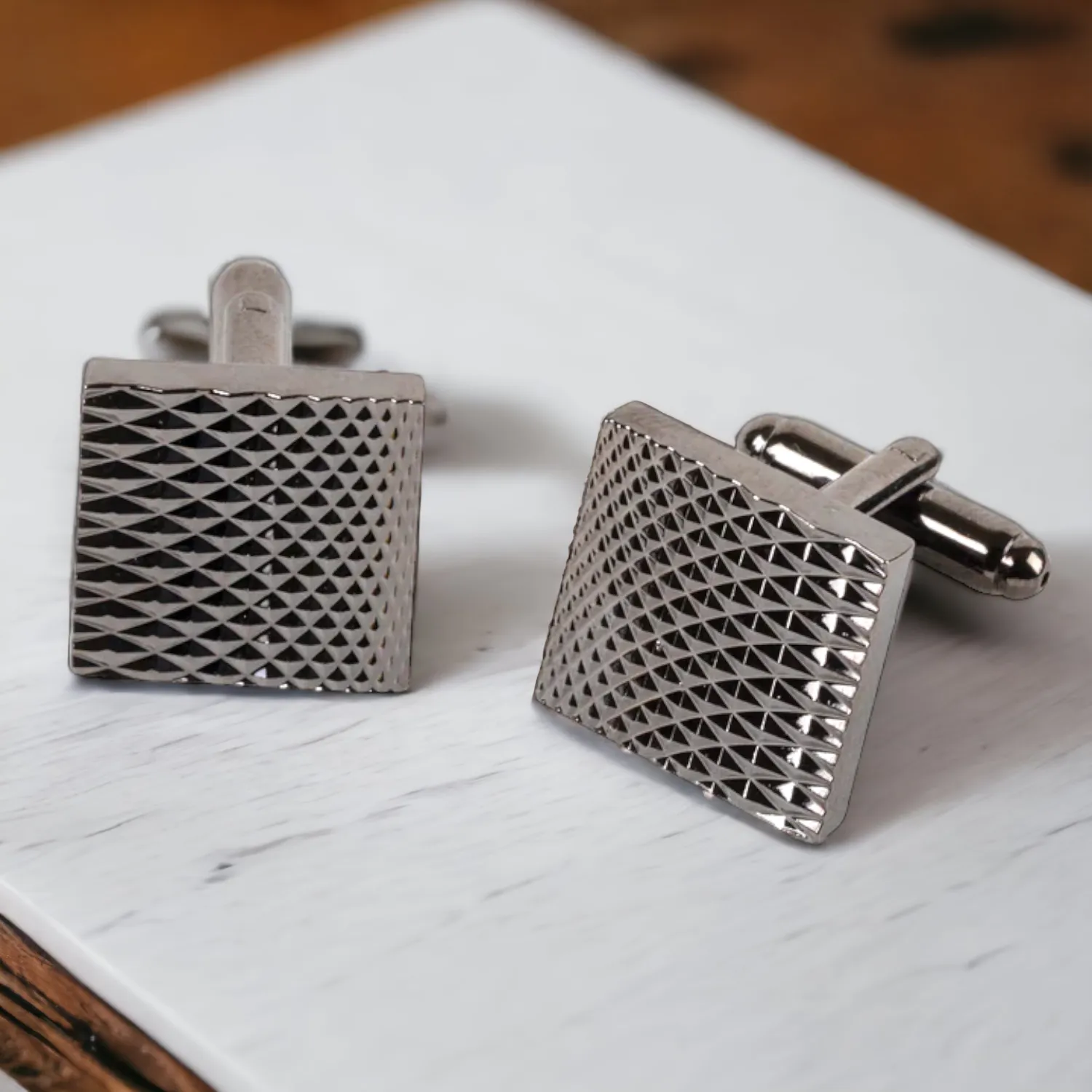 Chokore Grey Textured Square Shaped Cufflinks