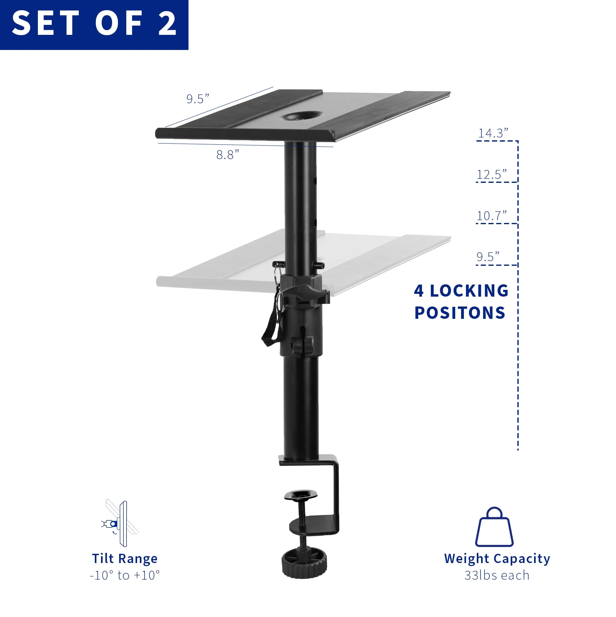 Clamp-on Speaker Stand - 2 Pack