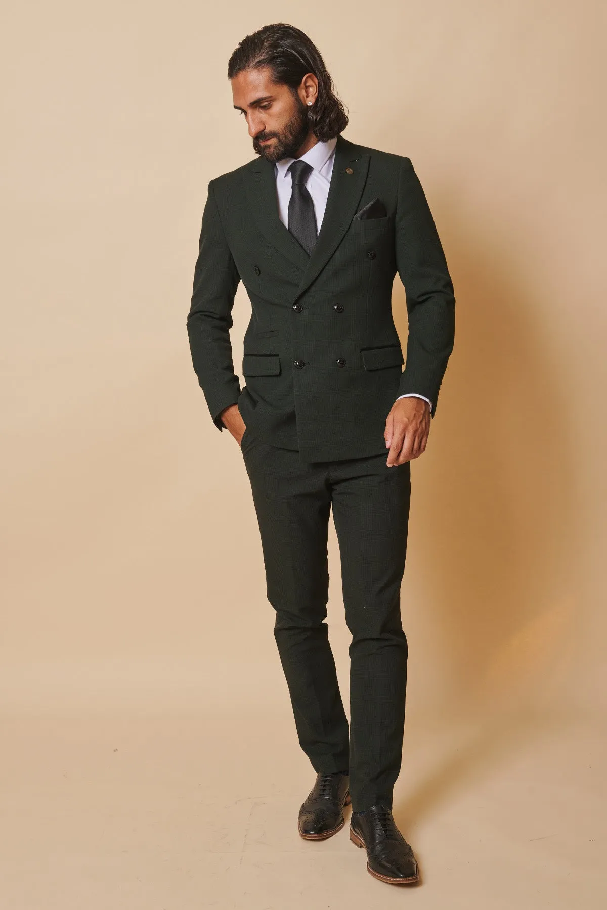 Coronation Street's Mason Radcliffe (Luca Toolan) In BROMLEY Olive Green Double Breasted Two Piece Suit