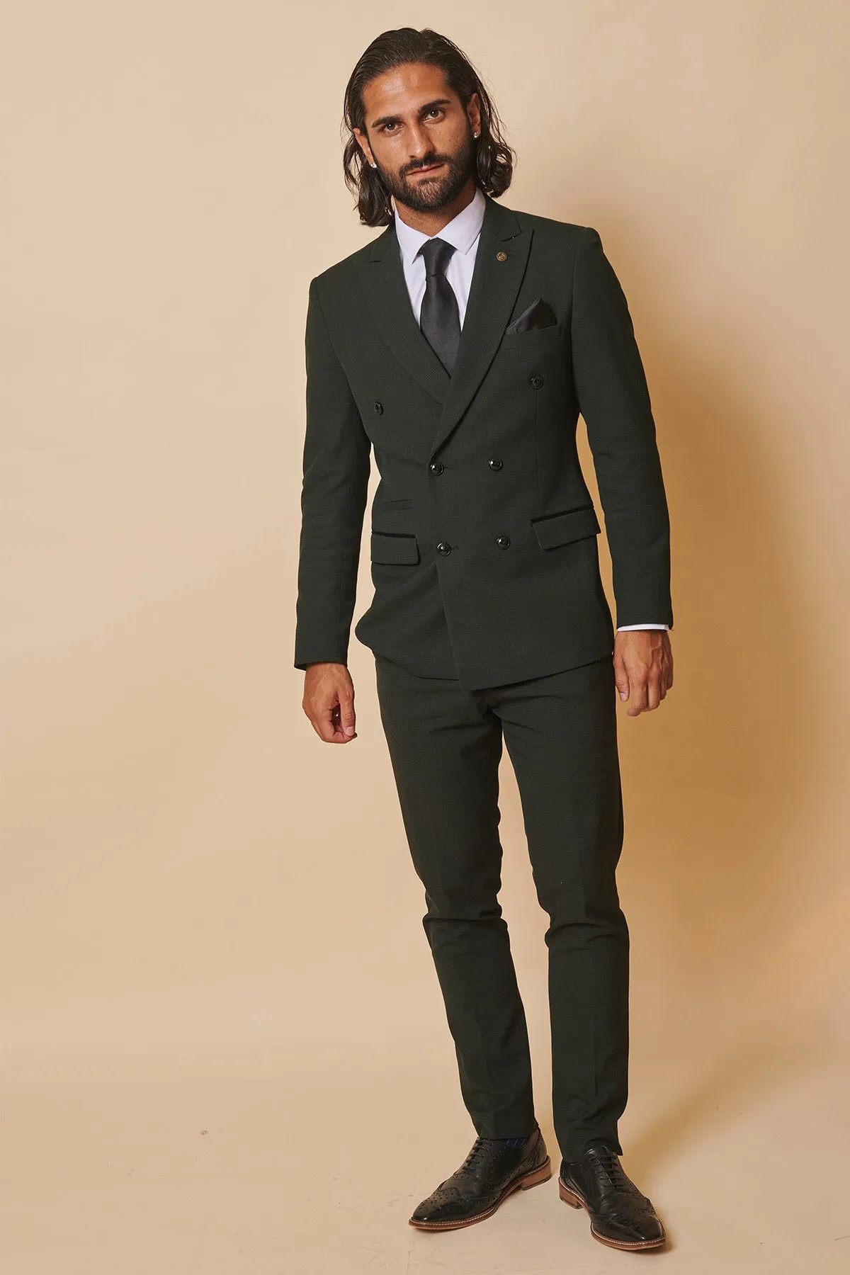 Coronation Street's Mason Radcliffe (Luca Toolan) In BROMLEY Olive Green Double Breasted Two Piece Suit