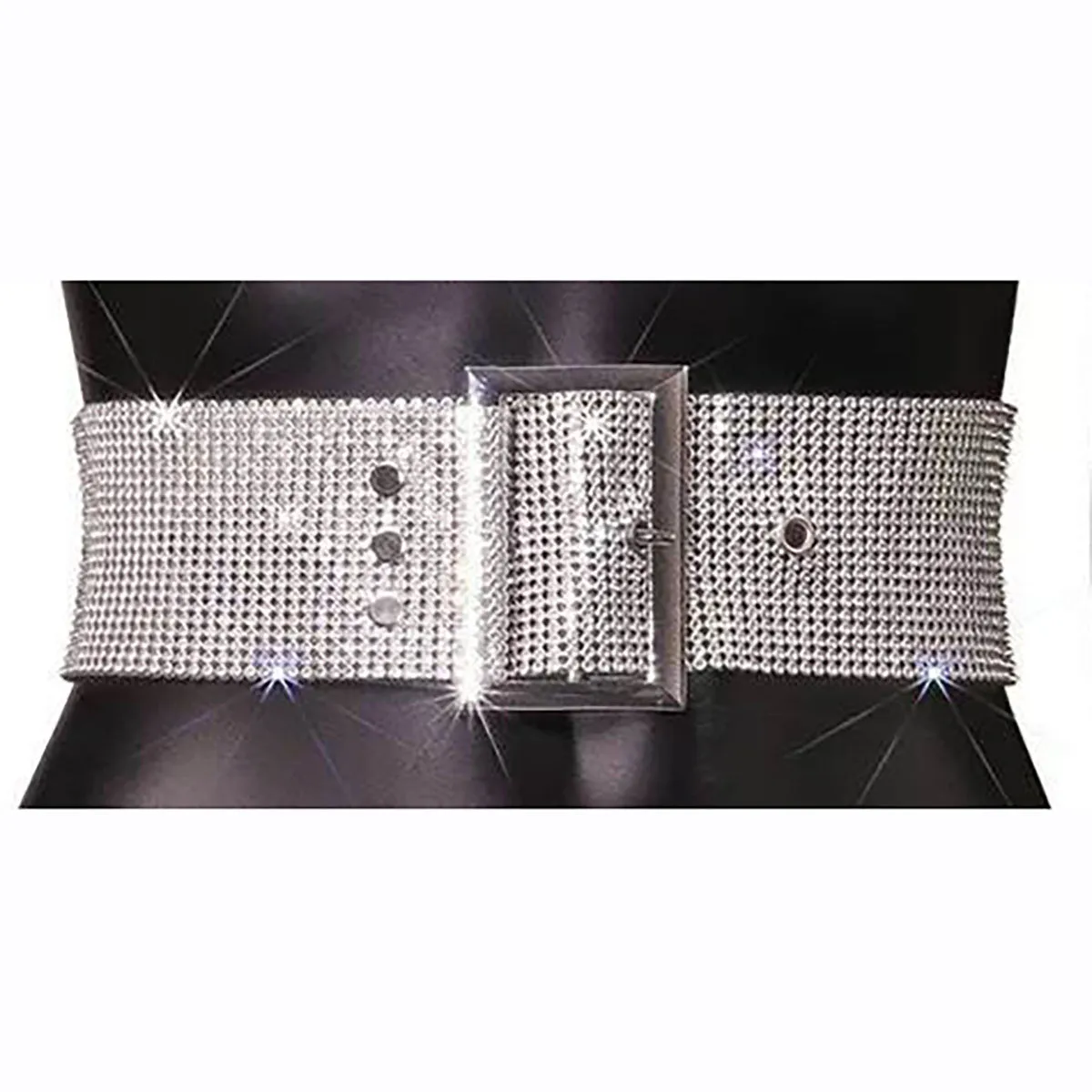 Dance America B004 Wide Buckled Belt with Silver and Crystal Stones in Stock