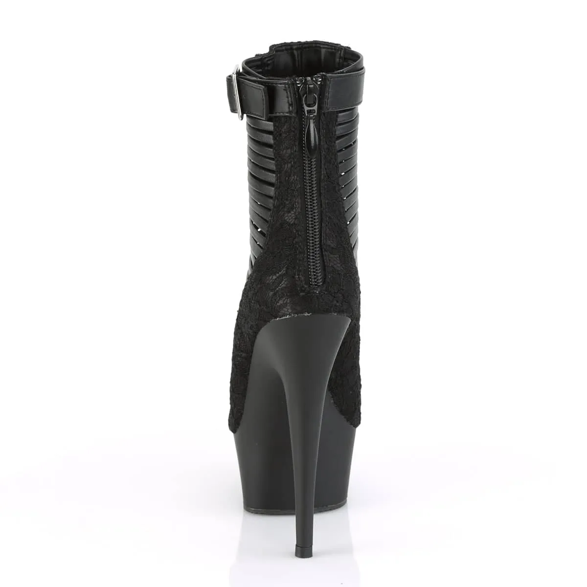 DELIGHT-600-27LC Black Ankle Peep Toe Boots