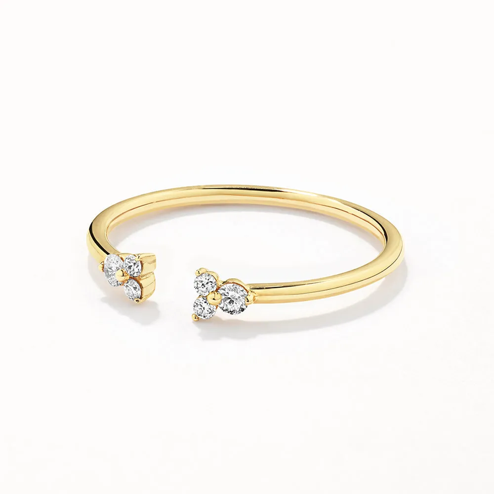 Diamond Trio Open Stacker Ring in 10k Gold