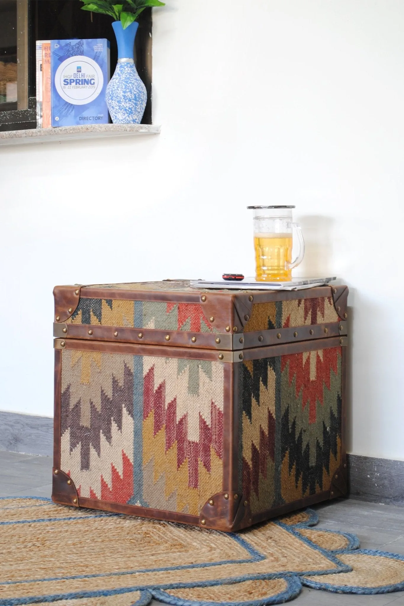 DUNHILL - KILIM AND LEATHER TRUNK