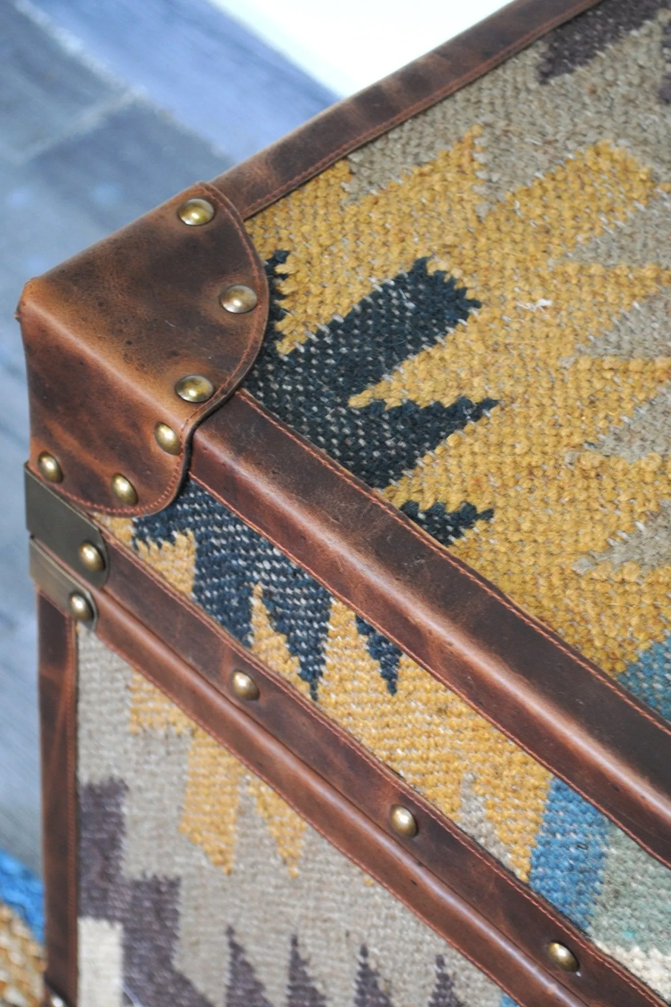 DUNHILL - KILIM AND LEATHER TRUNK