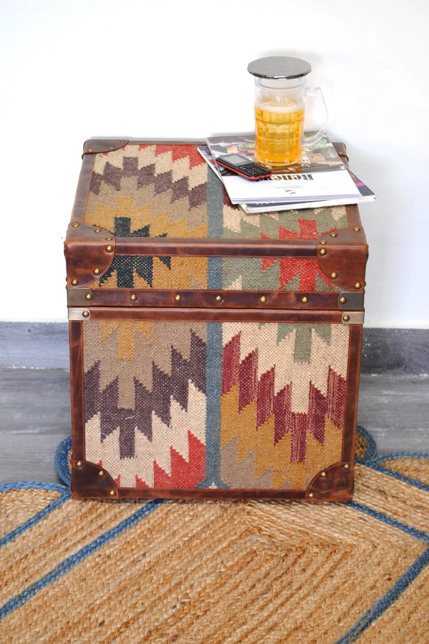 DUNHILL - KILIM AND LEATHER TRUNK