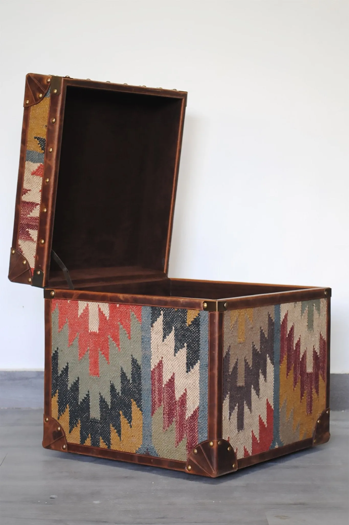 DUNHILL - KILIM AND LEATHER TRUNK