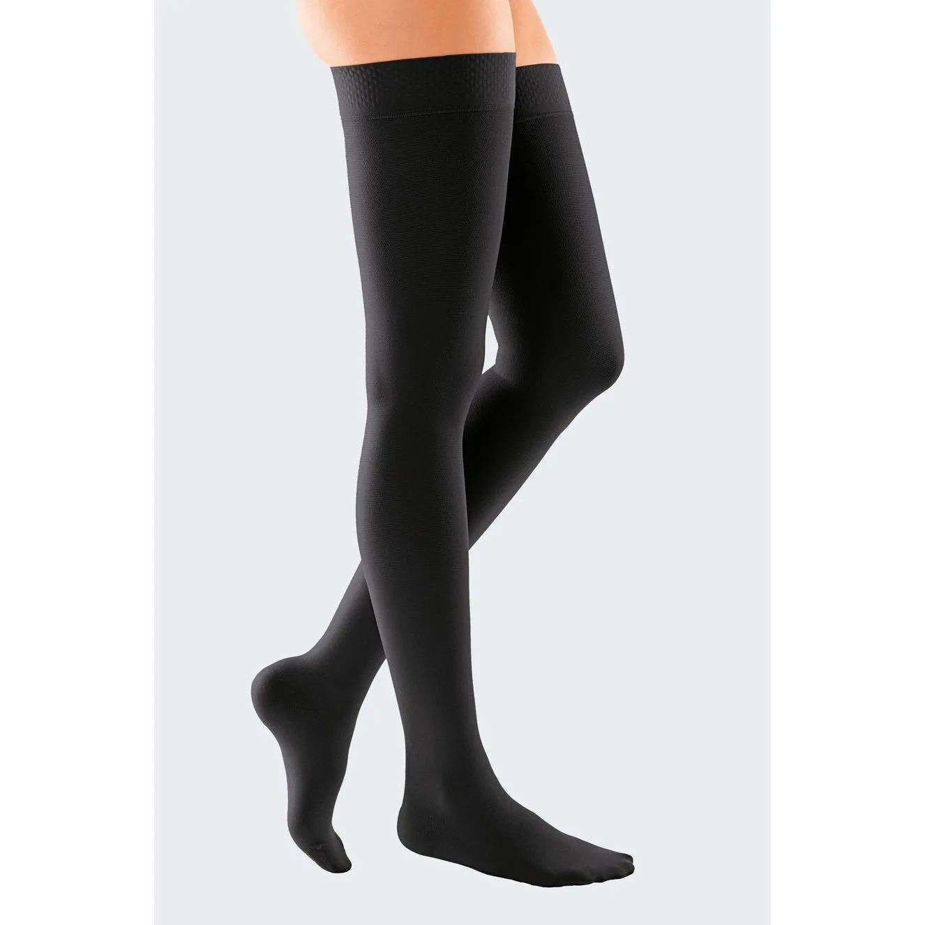 Duomed Soft Compression Stockings - Standard Black Thigh with Topband