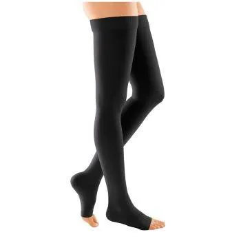 Duomed Soft Compression Stockings - Standard Black Thigh with Topband