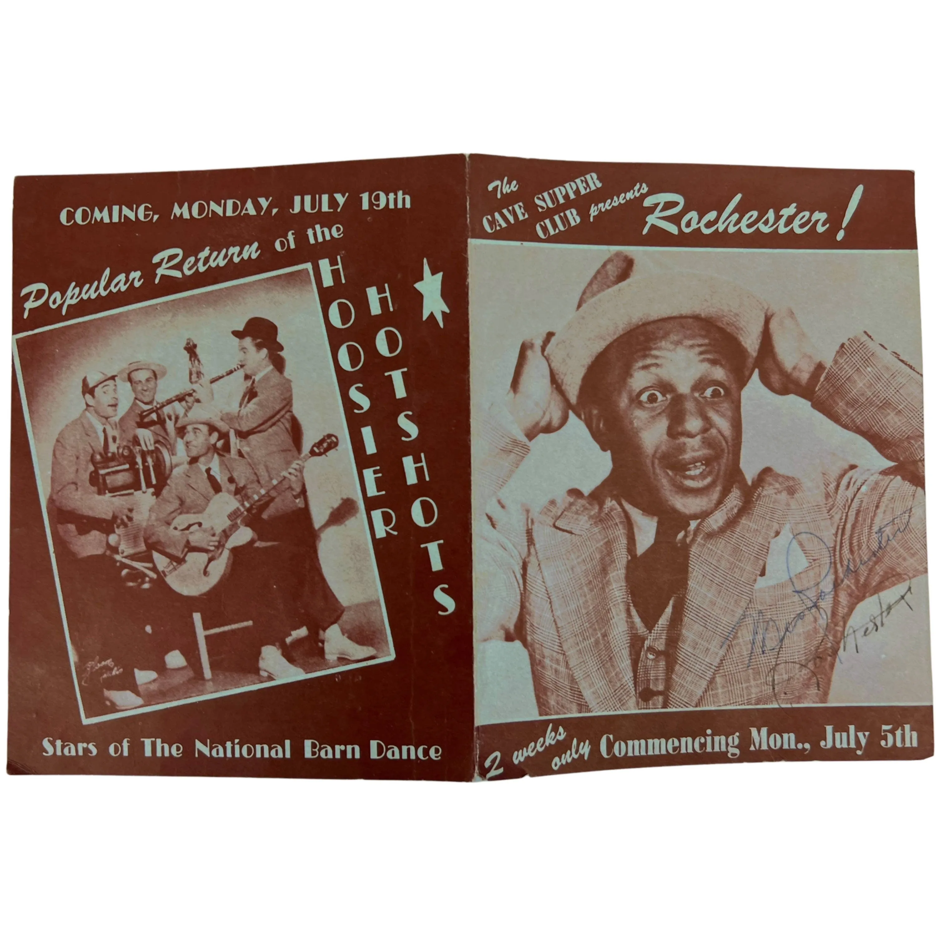 Eddie Rochester Anderson 1948 Autograph on Vancouver The Cave Pamphlet Jack Benny Show