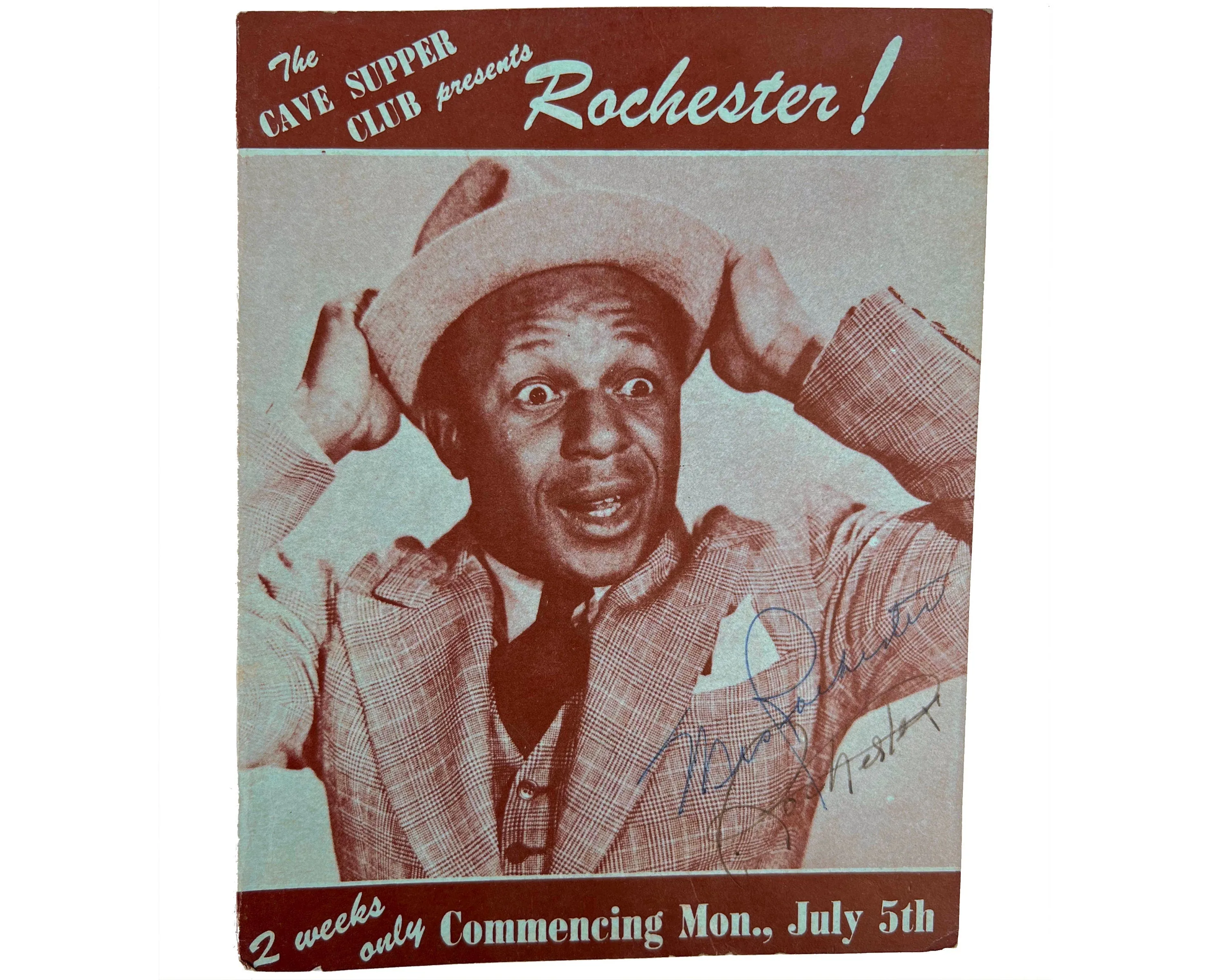 Eddie Rochester Anderson 1948 Autograph on Vancouver The Cave Pamphlet Jack Benny Show