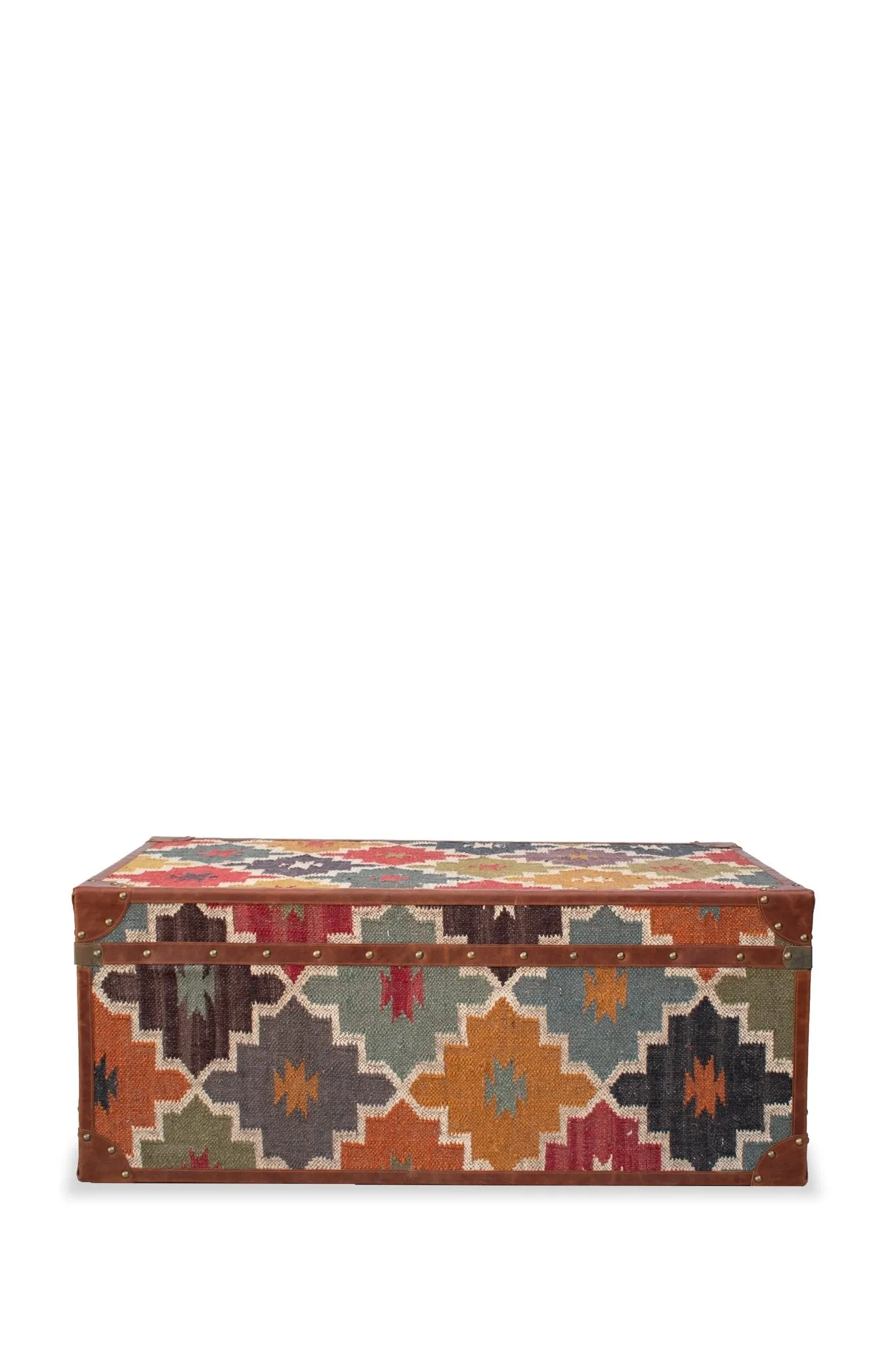 ELITE KILIM TRUNK/TABLE WITH LEATHER