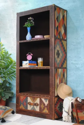 EXPAT- KILIM AND LEATHER STORAGE SHELF/RACK