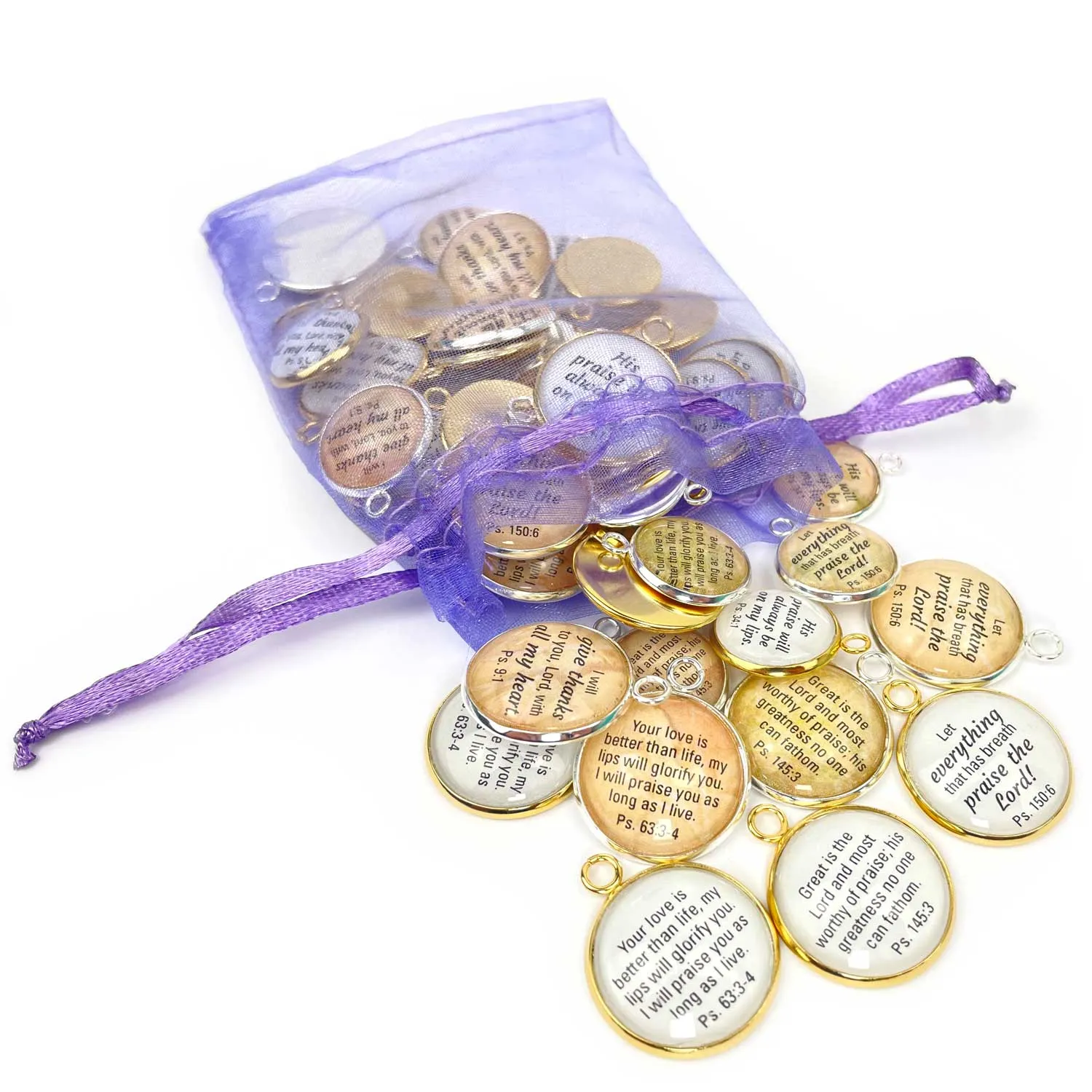 For God So Loved the World! Set of John 3:16 Scripture Charms for Jewelry Making – 16 & 20mm, Silver, Gold – Bulk Christian Jewelry Charms