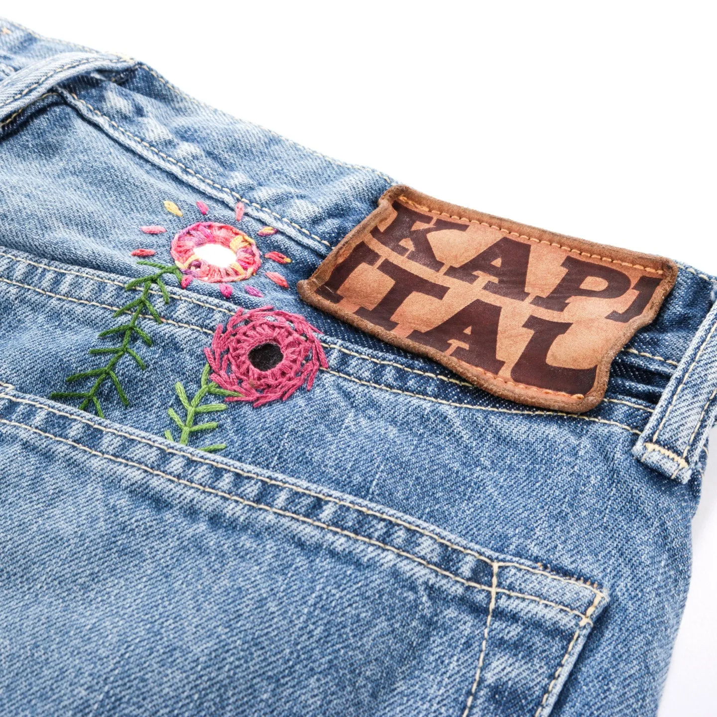 KAPITAL 14OZ DENIM 5P MONKEY CISCO 66 HIPPIE KNEE REMAKE PRO