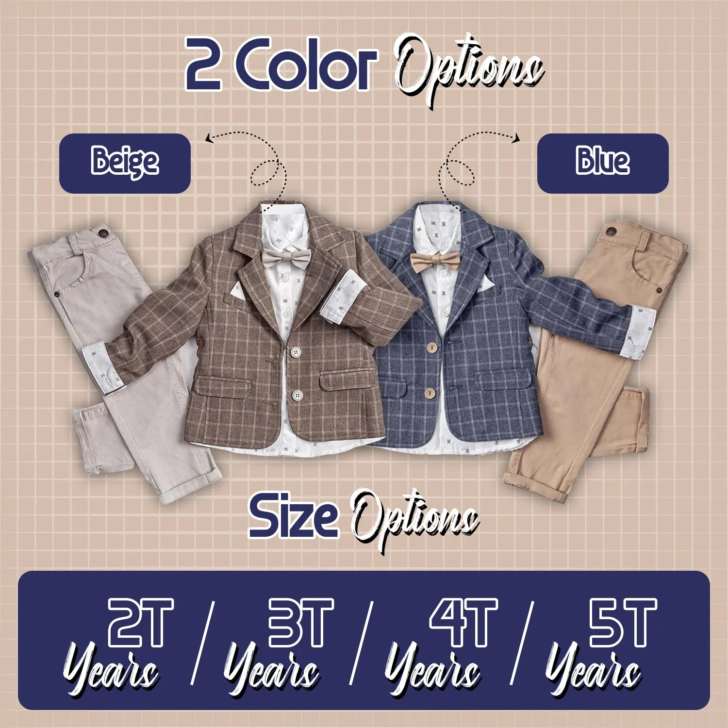 Little Boys' Jacket, Long Sleeve Button-Up Shirt and Pants 3-Piece Dressy Suit