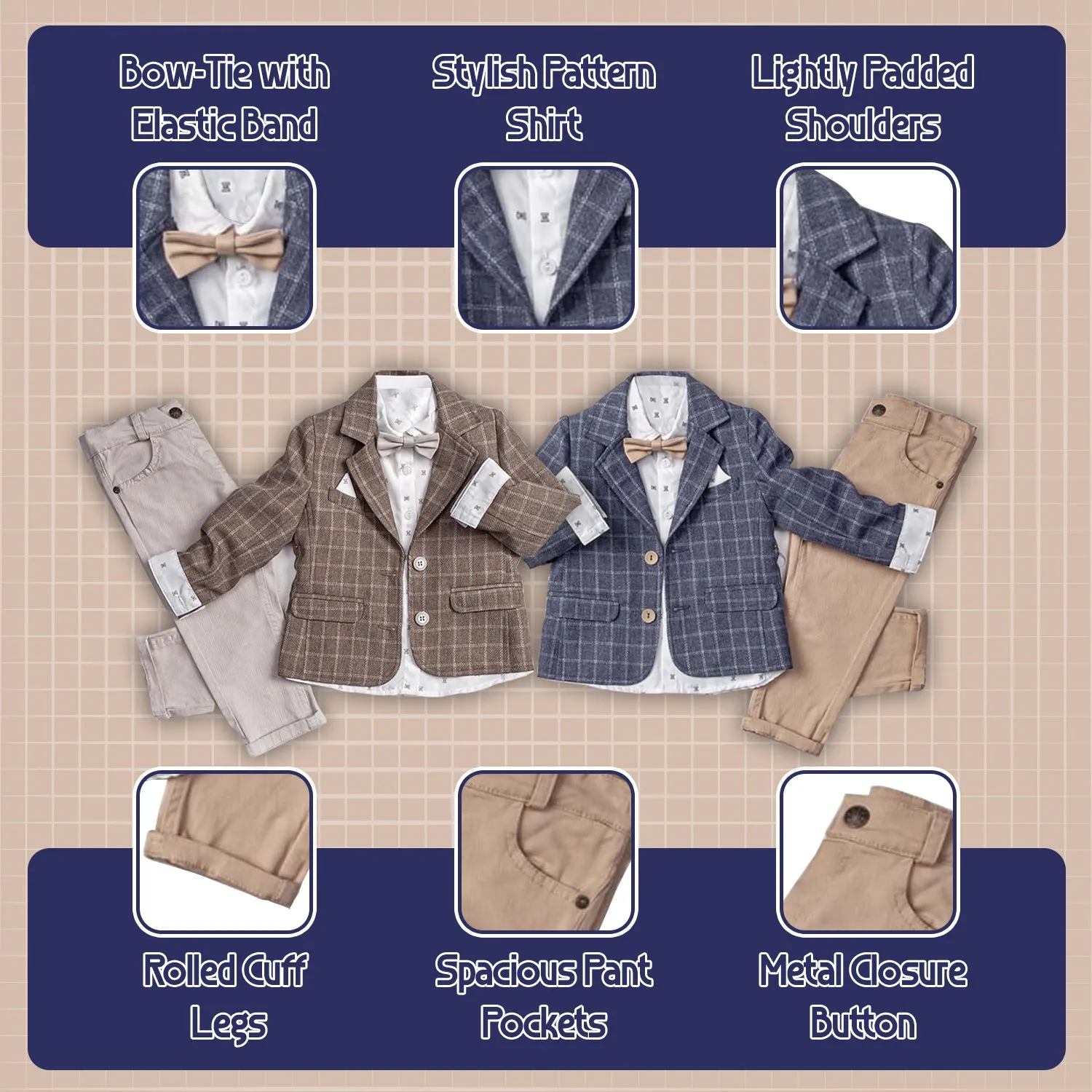 Little Boys' Jacket, Long Sleeve Button-Up Shirt and Pants 3-Piece Dressy Suit