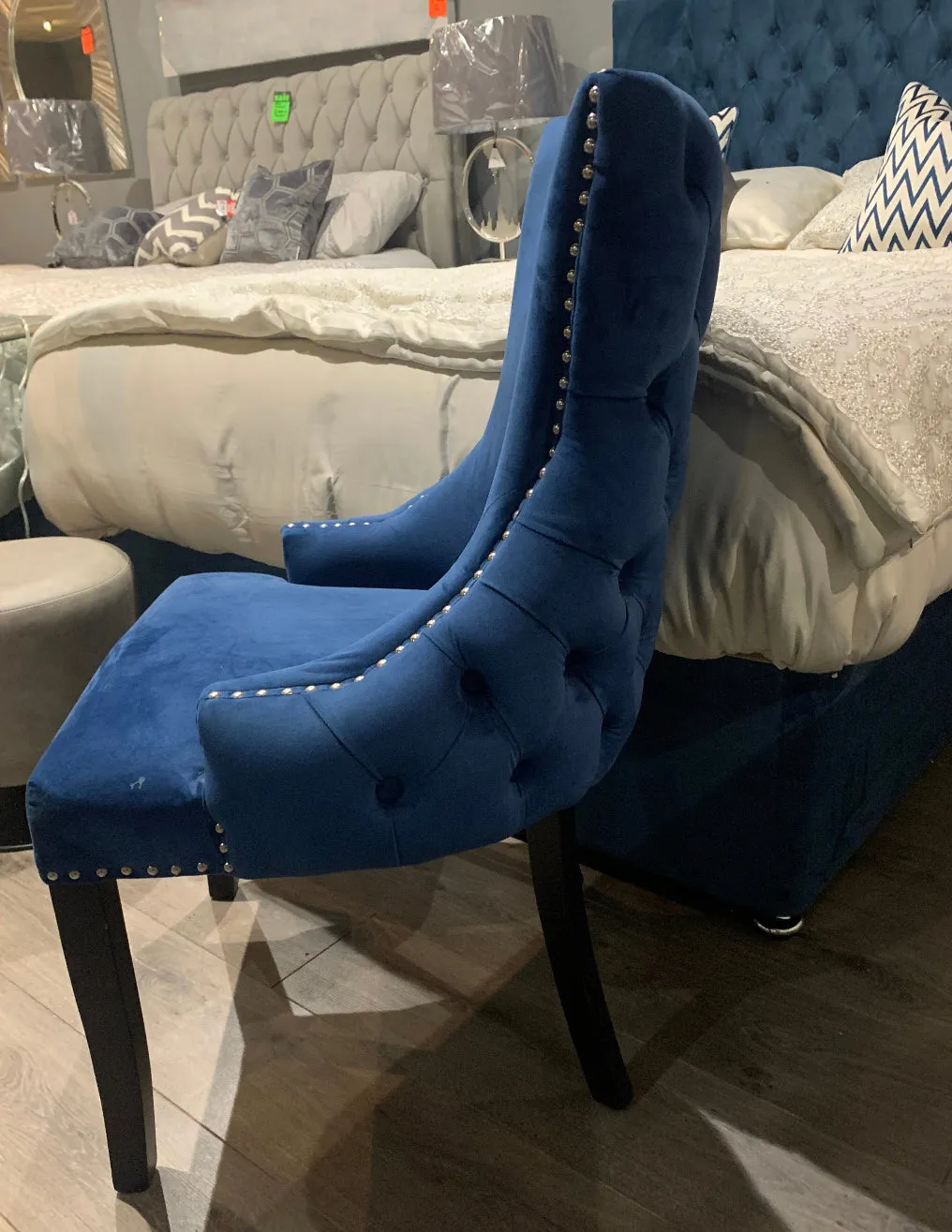 Luxurious Lucia bedroom  Chair blue  Instore last one HALF PRICE clearance offer for collection ONLY . Pay instore