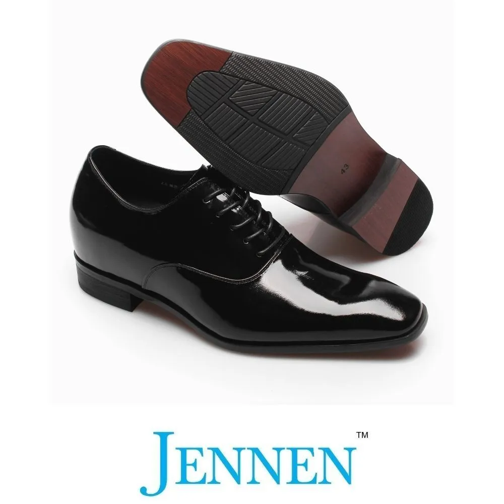 Mr. Webern Patent 7cm | 2.8 inches Taller Shiny Tuxedo Shoes