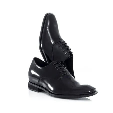 Mr. Webern Patent 7cm | 2.8 inches Taller Shiny Tuxedo Shoes