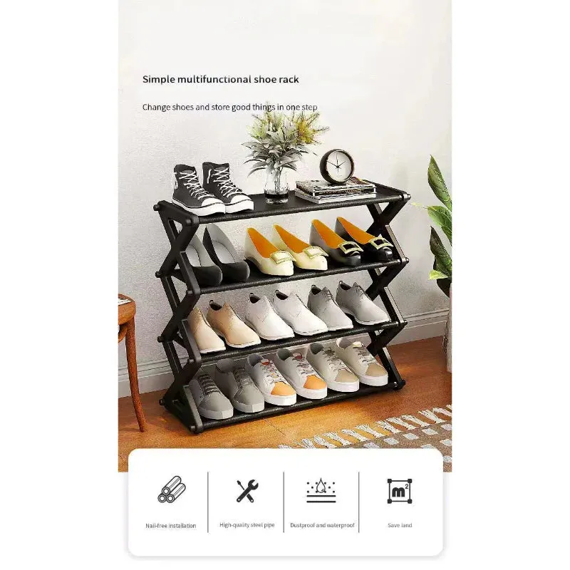 Multi Layers X-Type Foldable Fashion Shoe Organizer Stand