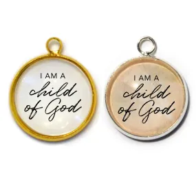 "Child of God" John 1:12-13 Scripture Charm for Jewelry Making, 16 or 20mm, Silver, Gold