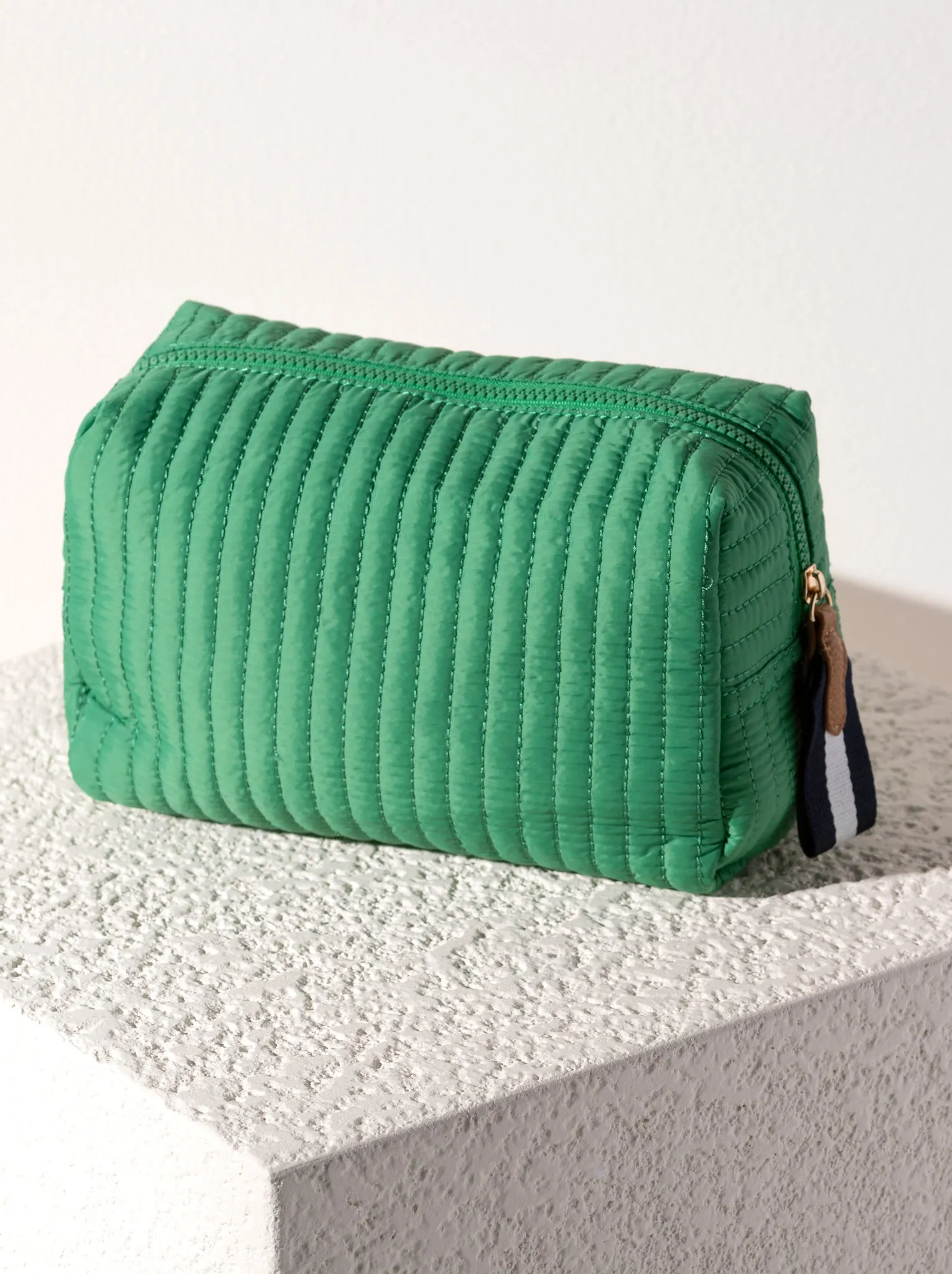 Shiraleah Ezra Quilted Nylon Large Boxy Cosmetic Pouch, Green