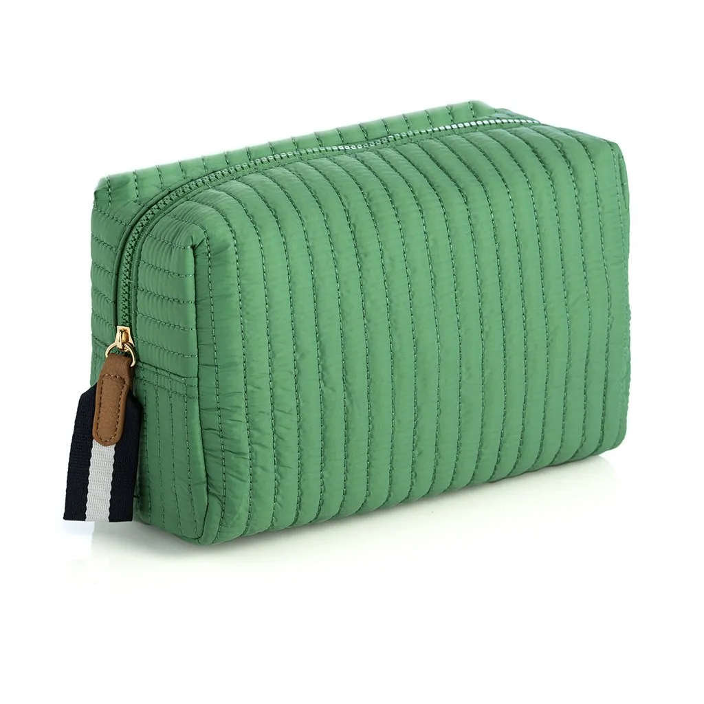 Shiraleah Ezra Quilted Nylon Large Boxy Cosmetic Pouch, Green